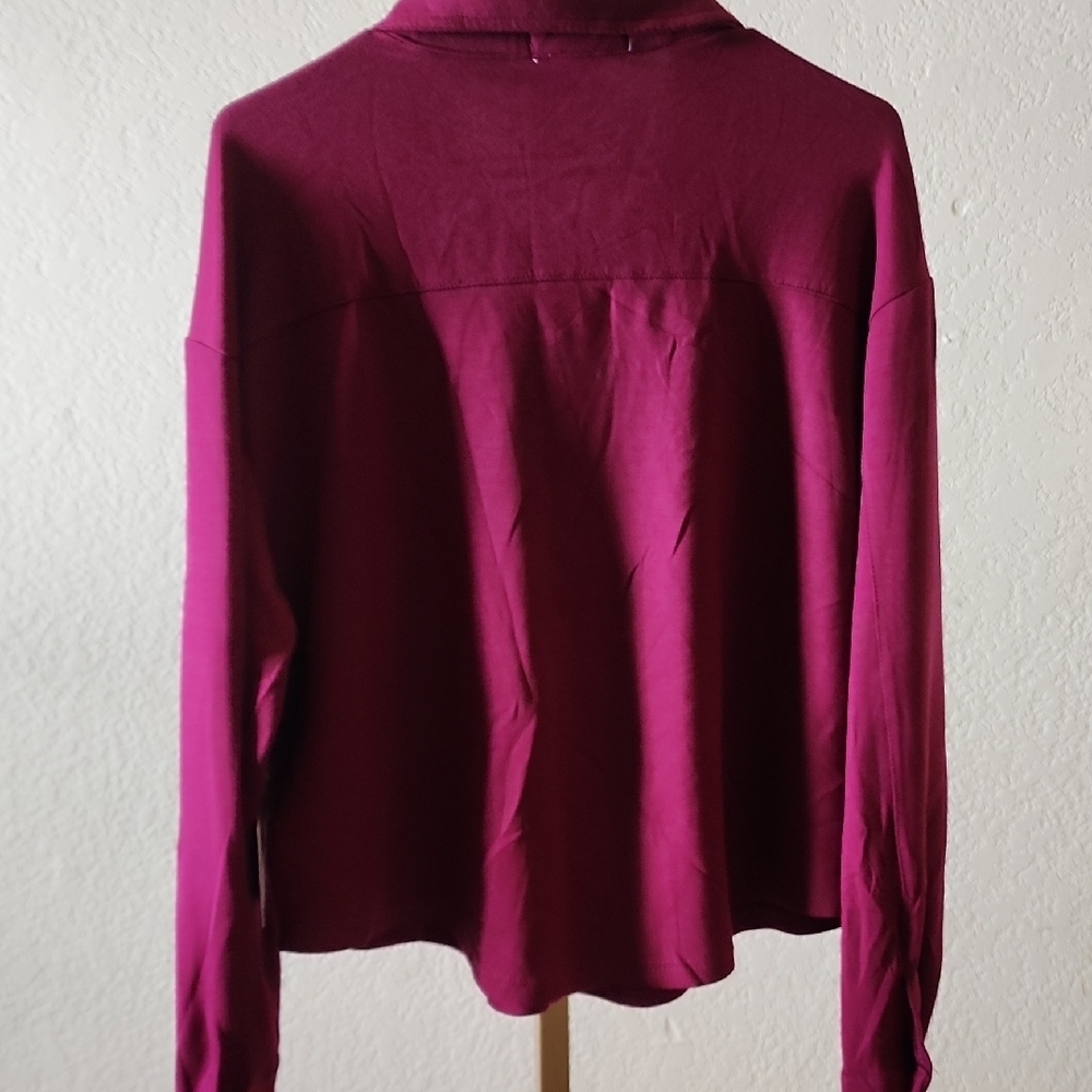 Women's Button Down Shirt - Fuchsia - Picture 6 of 6